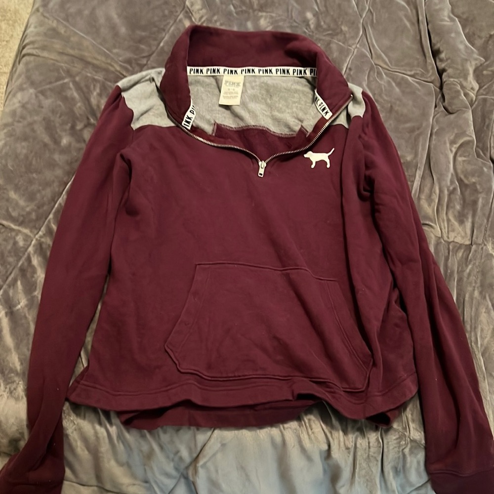 Burgundy quarter-zip jacket from Victoria’s Secret pink!